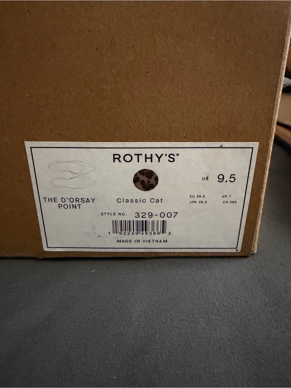 Rothy's Leopard Print Pointed D'Orsay Flats - Tan & Black with Blue Trim - Picture 6 of 9